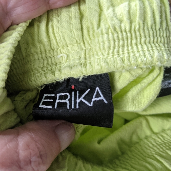 Lime Green Drawstring Cropped Pants - Picture 2 of 3